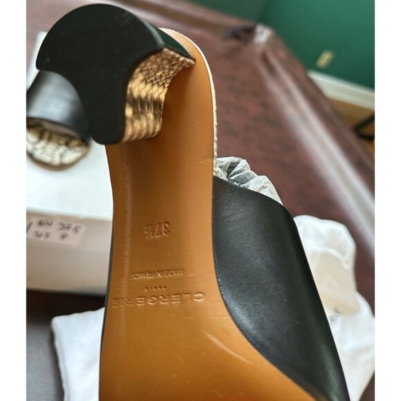 Clergerie Paris Women’s Slip On Heel Snake Print Size 7 New Black Leather - Picture 6 of 10